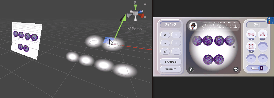 Gif of metaballs working in the Unity Editor